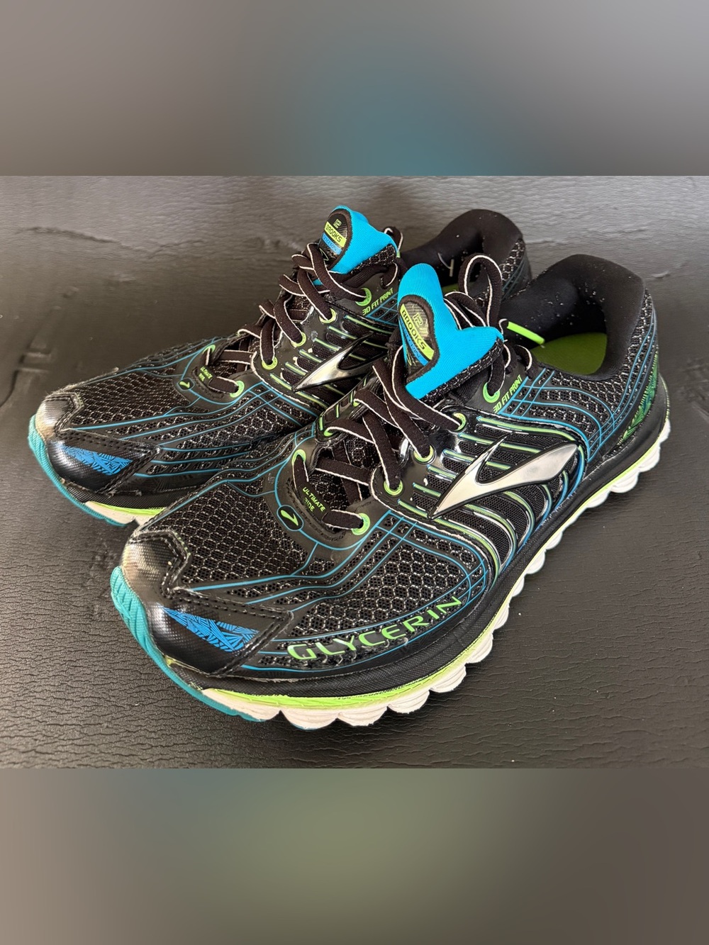 Brooks Running Shoes - Black Teal Lime Accents